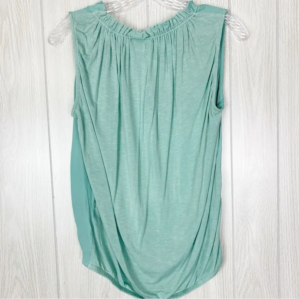 Anthropologie | Dolan | Aurelia Seafoam Green Ruffle Tie Tank Top Blouse XS - Picture 2 of 10